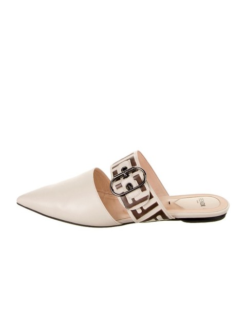 Fendi Beige Zucca Mules Flats 