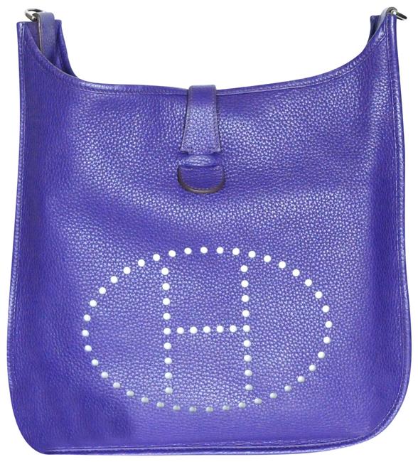 Hermes Evelyne Iii Gm 2010 Entrupy Purple Leather Shoulder Bag