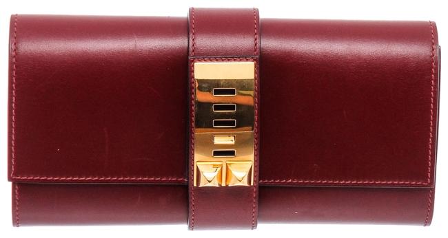 Hermes 23 Red Box Leather Clutch