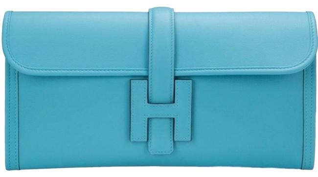 Hermes 29 Elan Blue Saint Swift Leather Clutch