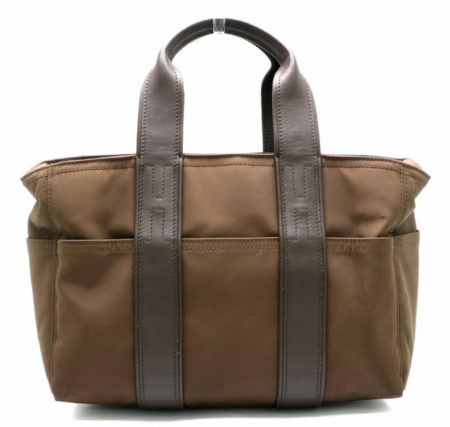 Hermes Acapulco Tote Bag Pm Handbag Leather Brown Nylon