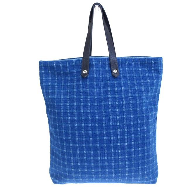 Hermes Ahmedabad Bag Hand India Blue Cotton Leather Tote