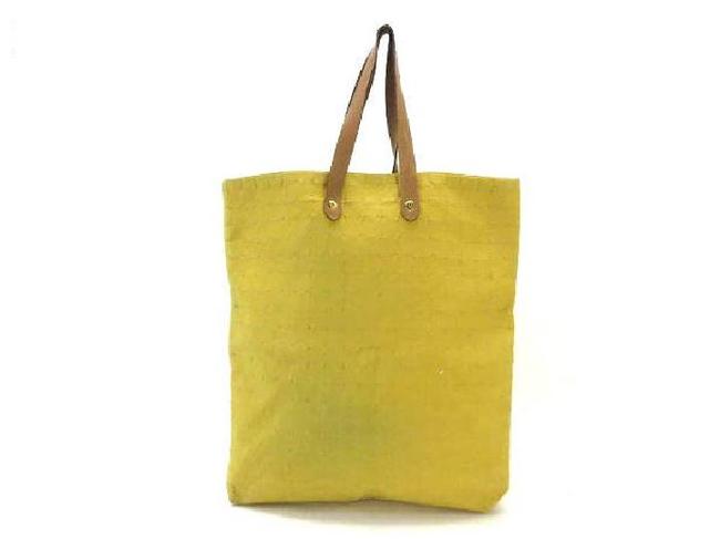 Hermes Ahmedabad Quilted 215590 Yellow X Beige Canvas Tote