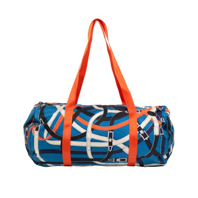 Hermes Airsilk Cavalcadour Duffel 38 Blue Nylon WeekendTravel Bag
