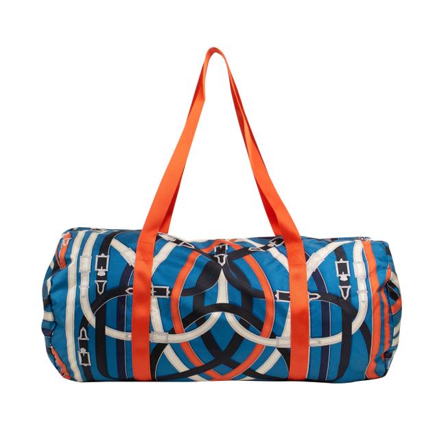 Hermes Airsilk Cavalcadour Duffel 50 Blue Nylon WeekendTravel Bag