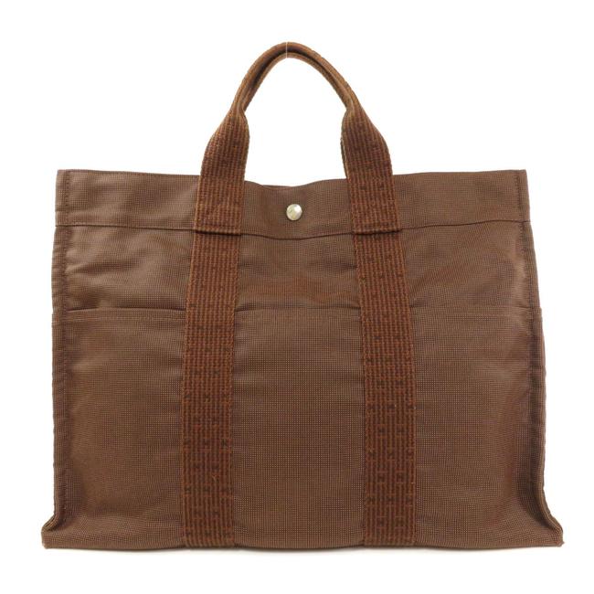 Hermes Ale Line Mm Unisex Brown Canvas Tote