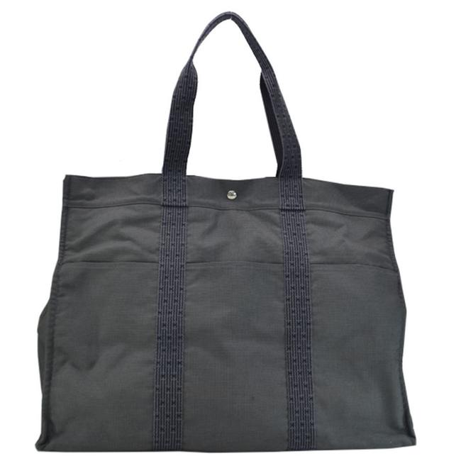 Hermes Ale Line Tgm Tote Shoulder Boston Ladies Men Gray Canvas Satchel