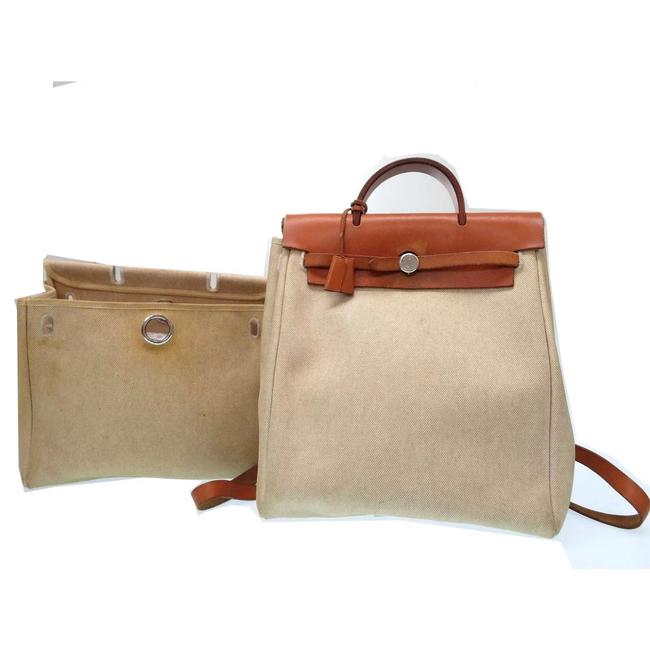 Hermes Backpack Herbag Toile + Extra 2ndbag Ado Tan Leather Tote
