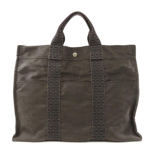 Hermes Bag Ale Line Mm Women Gray Canvas Tote
