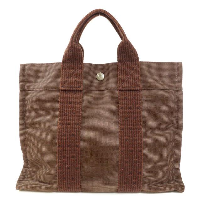 Hermes Bag Ale Line Pm Women Brown Canvas Tote