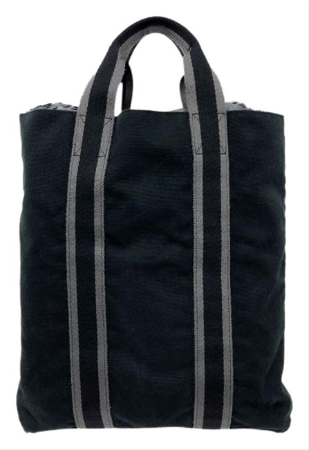 Hermes Bag Cabas Fool Toe Ladies BlackGray Cotton Canvas Tote
