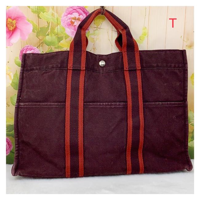 Hermes Bag Cnavs Red Canvas Tote