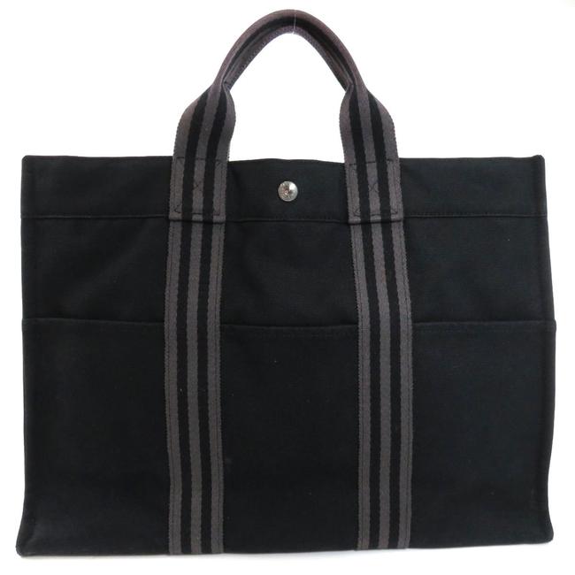 Hermes Bag Fourre tout Mm Women Black Canvas Tote