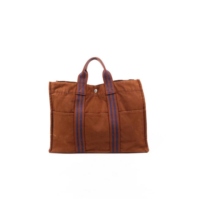 Hermes Bag Furutu Canvas Brown Fabric Tote