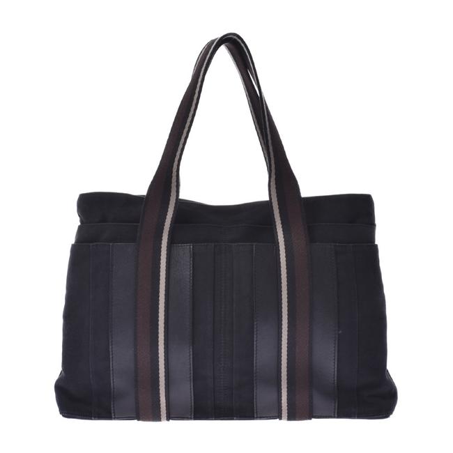 Hermes Bag Troca Horizontal Mm Unisex Leather Black Canvas Tote
