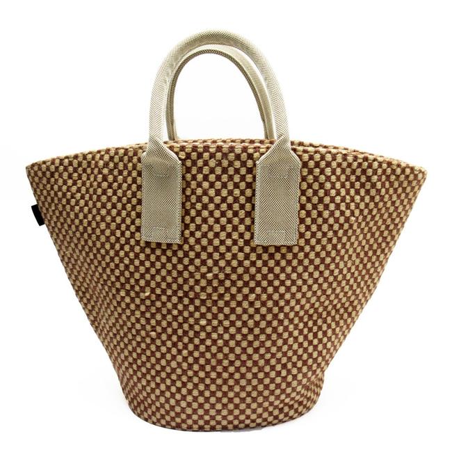 Hermes Bass Handbag Pannier Jute Ladies 52261a BeigeBrown Linen Satchel