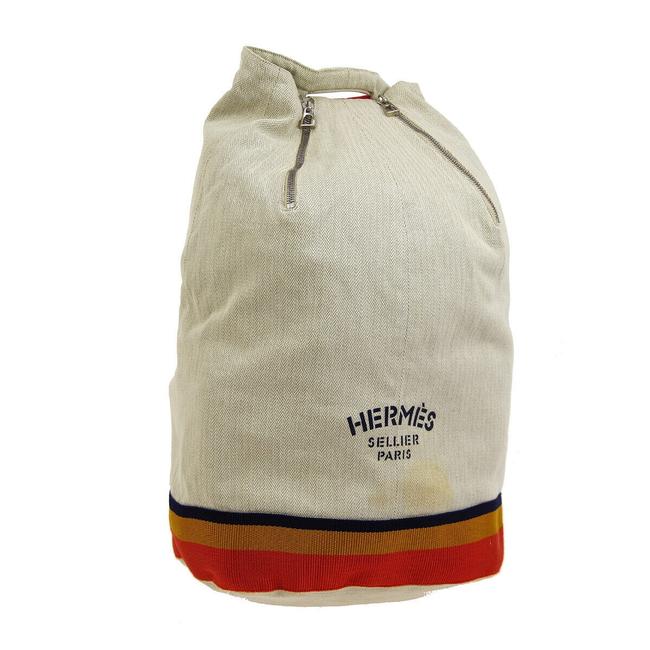 Hermes Beige Canvas Shoulder Bag