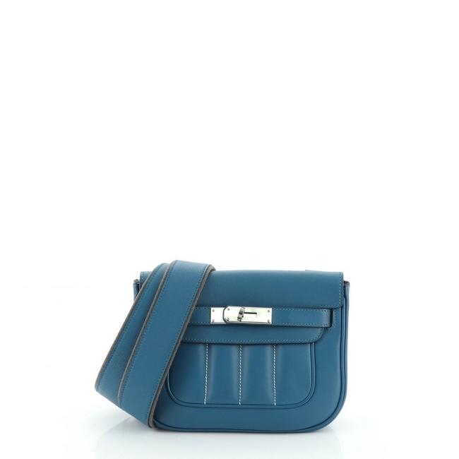 Hermes Berline Swift 21 Blue Leather Cross Body Bag