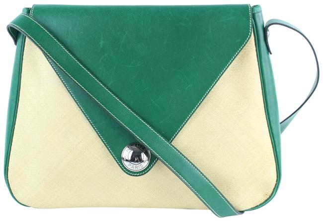Hermes Flap Bicolor 226864 Green Straw Cross Body Bag