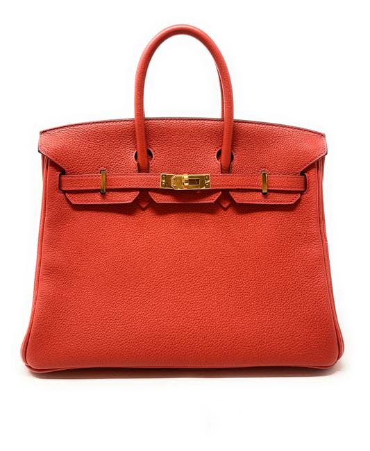 Hermes Birkin 25cm Geranium Leather Tote