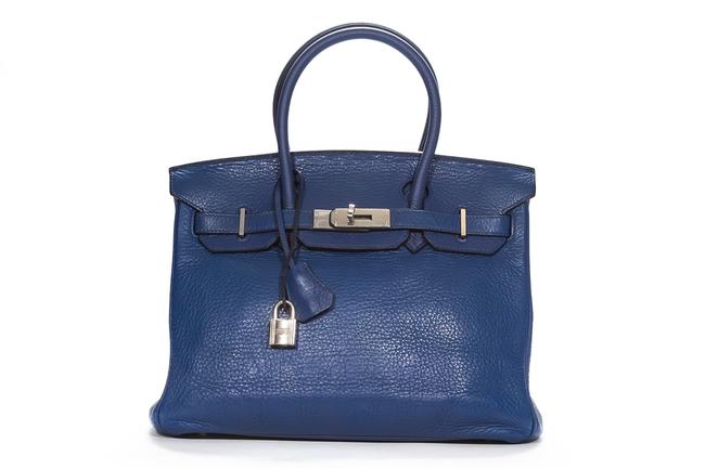 Hermes Birkin 28 Blue Leather Satchel