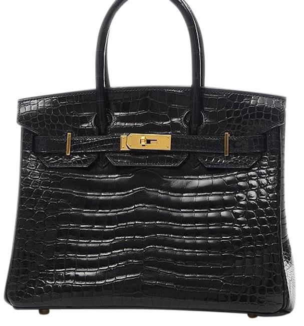 Hermes Birkin 30 Black Noir Crocodile Porosus Satchel