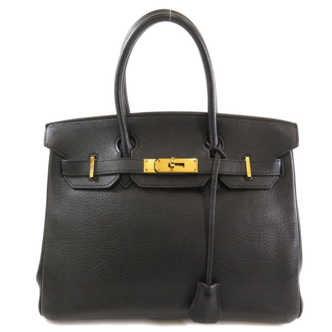 Hermes Birkin 30 Gold Hardware Handbag Ladies Black Leather Satchel