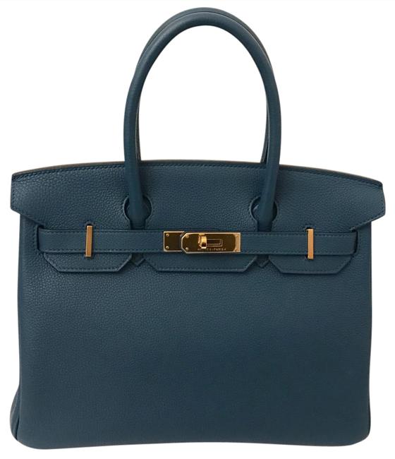 Hermes Birkin 30cm Gold Plate Cobalt Togo Satchel