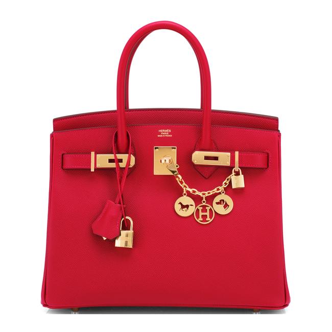 Hermes Birkin 30cm Red Epsom Gold Hardware Rouge Casaque Leather Satchel