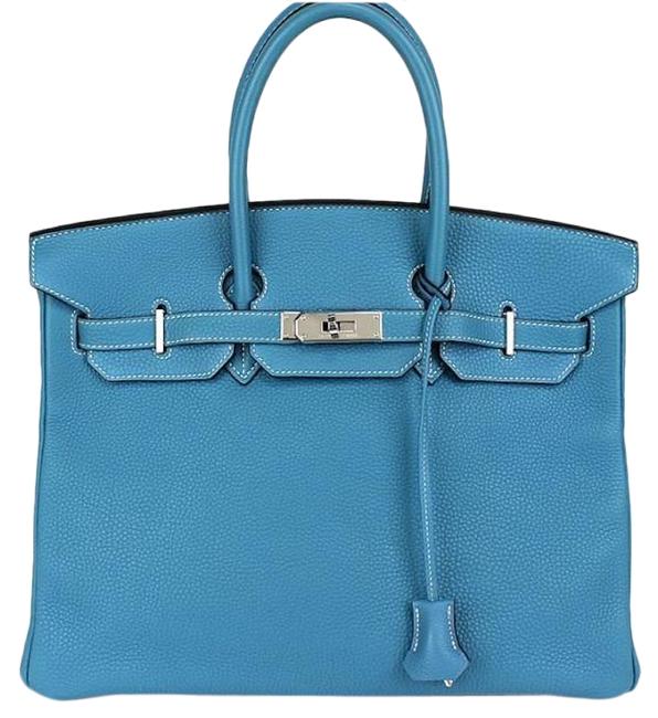 Hermes Birkin 35 Blue Jean Leather Togo Satchel