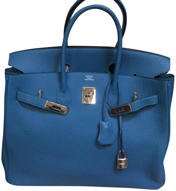 Hermes Birkin 35 Blue Leather Tote
