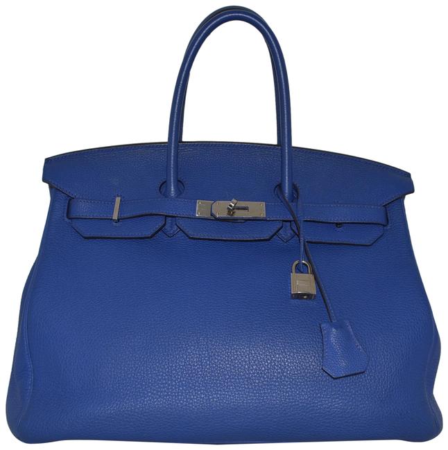 Hermes Birkin 35 Blue Taurillon Leather Shoulder Bag