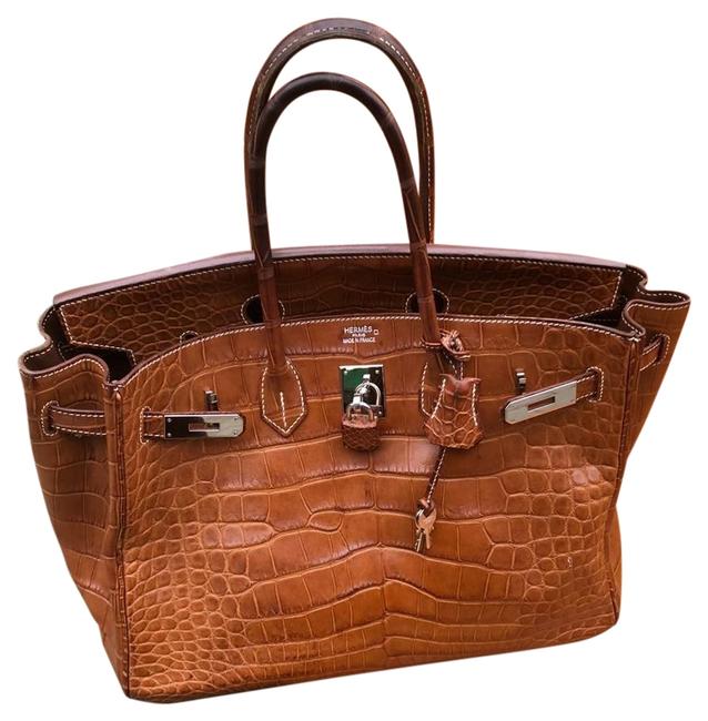 Hermes Birkin 35 Brown Alligator Skin Leather Satchel