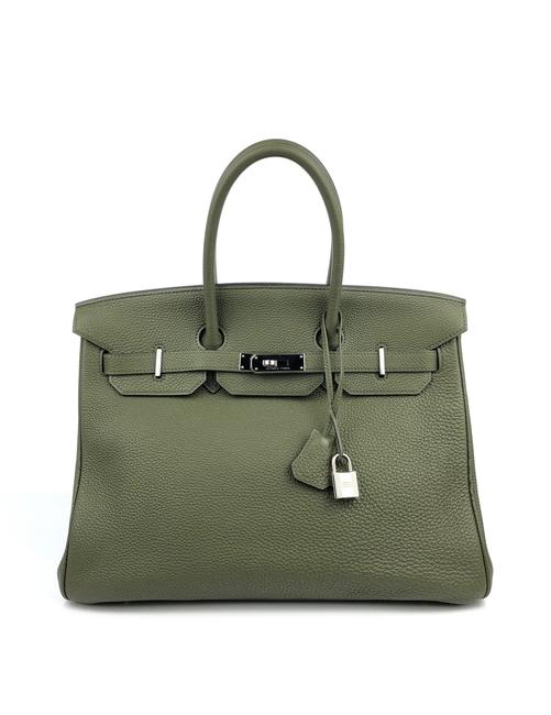 Hermes Birkin 35 Canopee Army Green Leather Tote