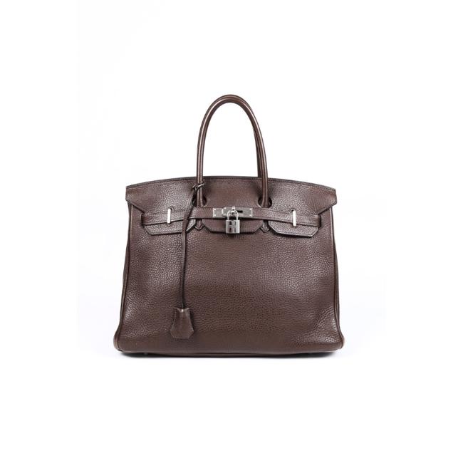 Hermes Birkin 35 Clemence Mocha Leather Satchel