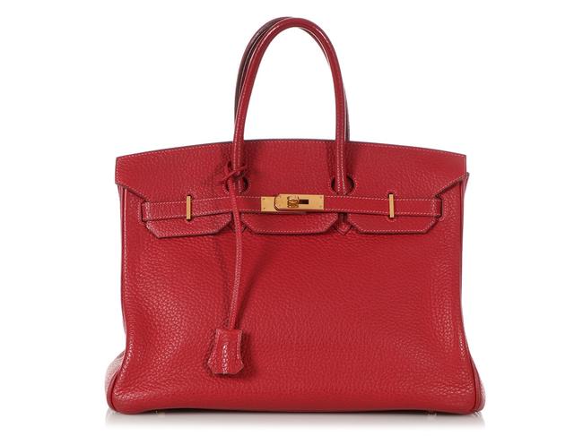 Hermes Birkin 35 Fjord Red Leather Satchel