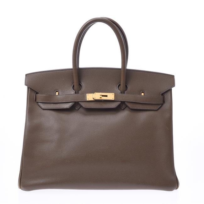Hermes Birkin 35 Gold Hardware Unisex V epson Handbag Khaki Satchel