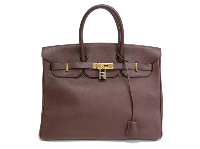 Hermes Birkin 35 Handbag Havane Togo Leather Satchel