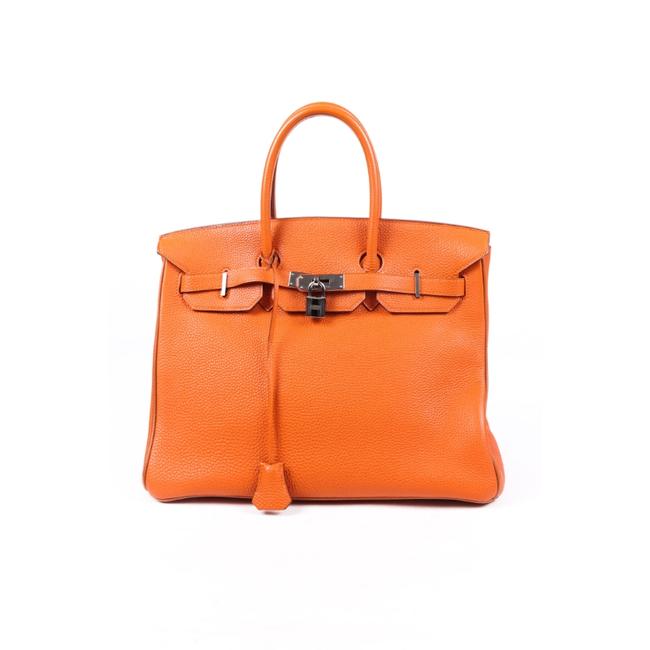 Hermes Birkin 35 Potiron Clemence Orange Leather Tote