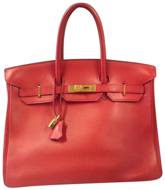 Hermes Birkin 35 Red Leather Satchel