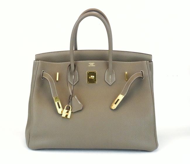 Hermes Birkin 35 Satchel Etoupe Leather Cross Body Bag