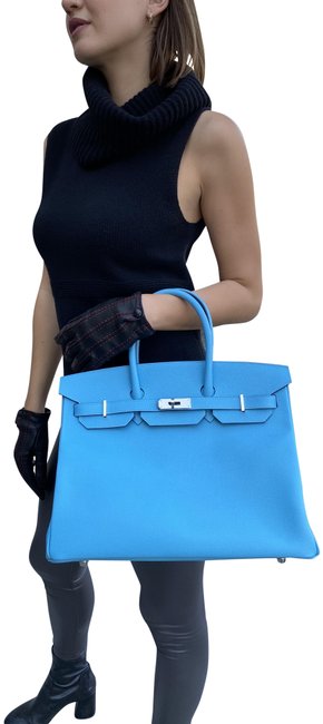 Hermes Birkin 35cm "Bleu Du Nord" Palladium Hardware 2019 Blue Epsom Tote