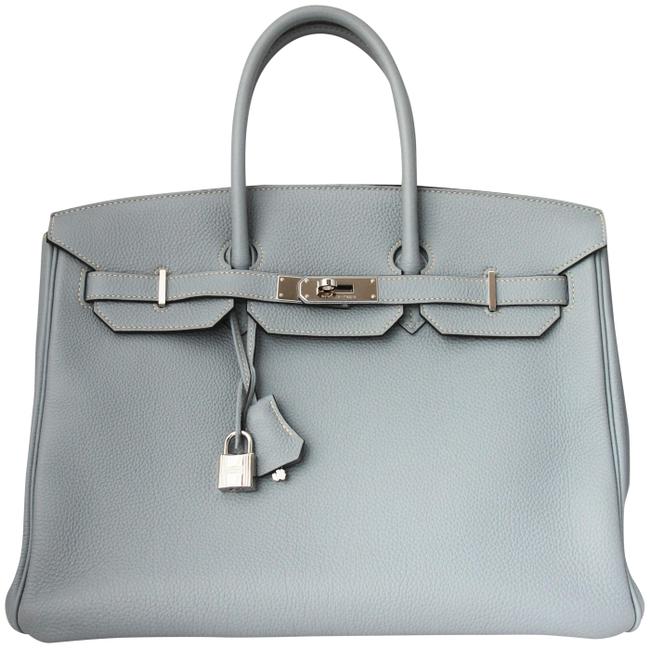 Hermes Birkin 35cm Blue Lin Leather Shoulder Bag