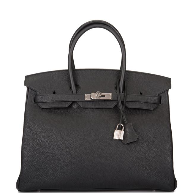 Hermes Birkin 35cm Palladium Hardware Black Leather Satchel