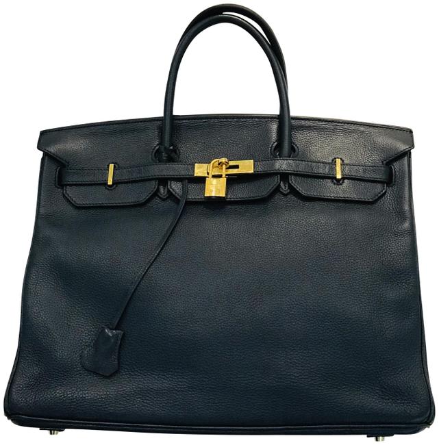 Hermes Birkin 40 Blue Leather Tote