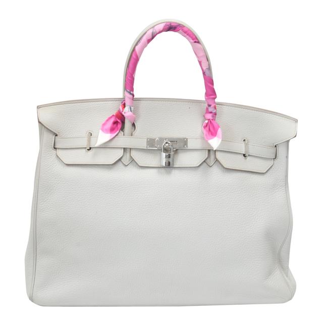 Hermes Birkin 40 Limited Ed. 2012 Feau Togo Palladium White Leather Satchel