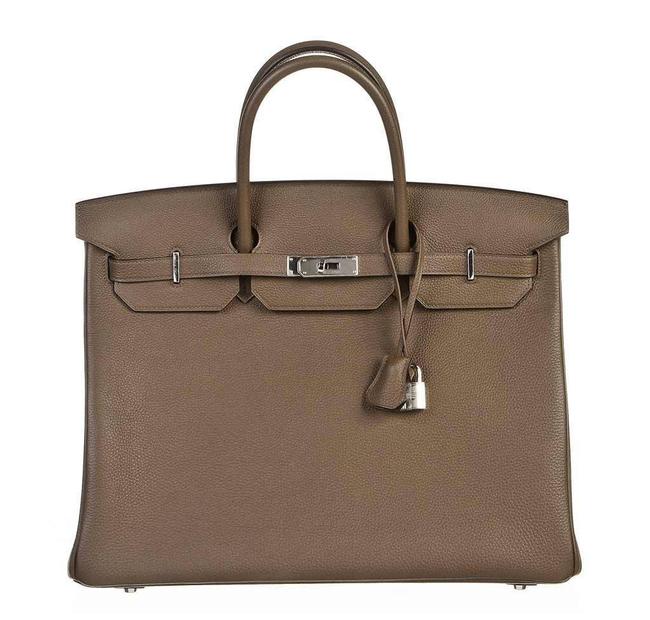 Hermes Birkin 40 Taupe Leather Satchel