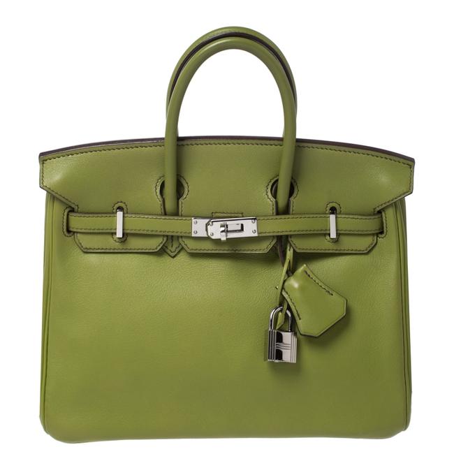 Hermes Birkin Apple Swift Palladium Hardware 25 Green Leather Tote