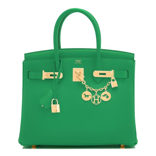 Hermes Birkin Bambou Bamboo 30cm Gold Hardware White Leather Satchel