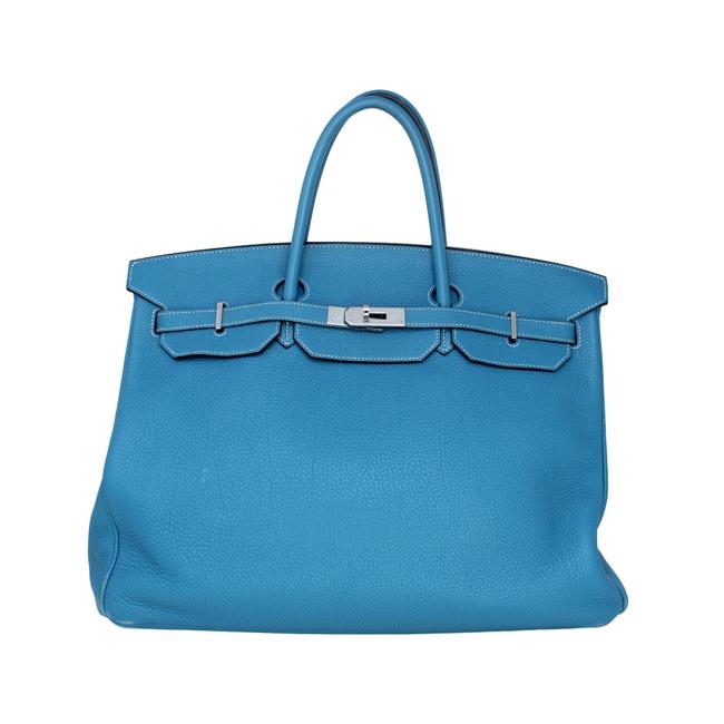 Hermes Birkin Blue Jean Leather Tote
